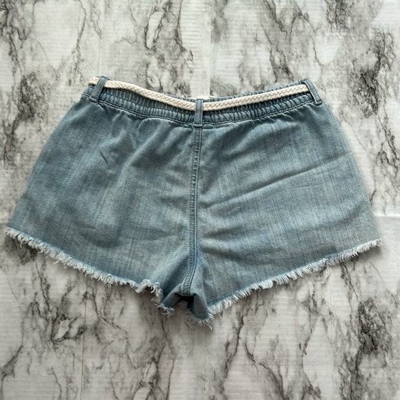 Aerie womens size small Elastic Waist Pull-On Denim Chambray Shorts braided belt - Picture 8 of 12